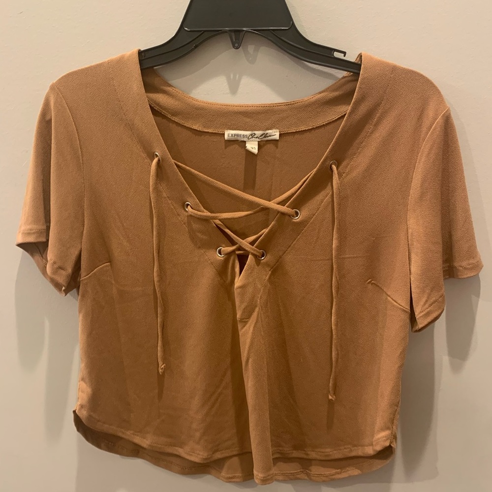 Express One Eleven cropped lace up top
